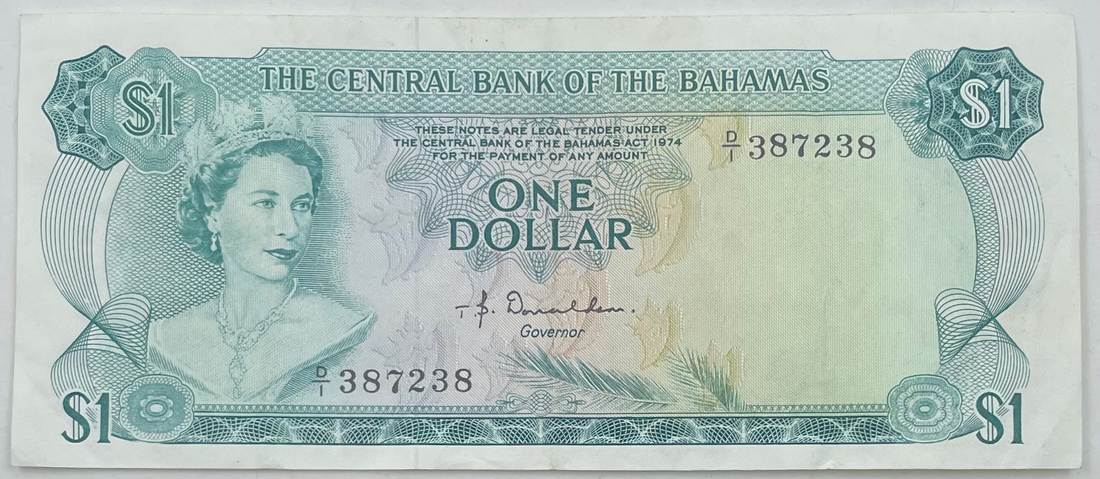 Bahamas 1974 1 Dollar P-35 QEII Used World Currency Banknote