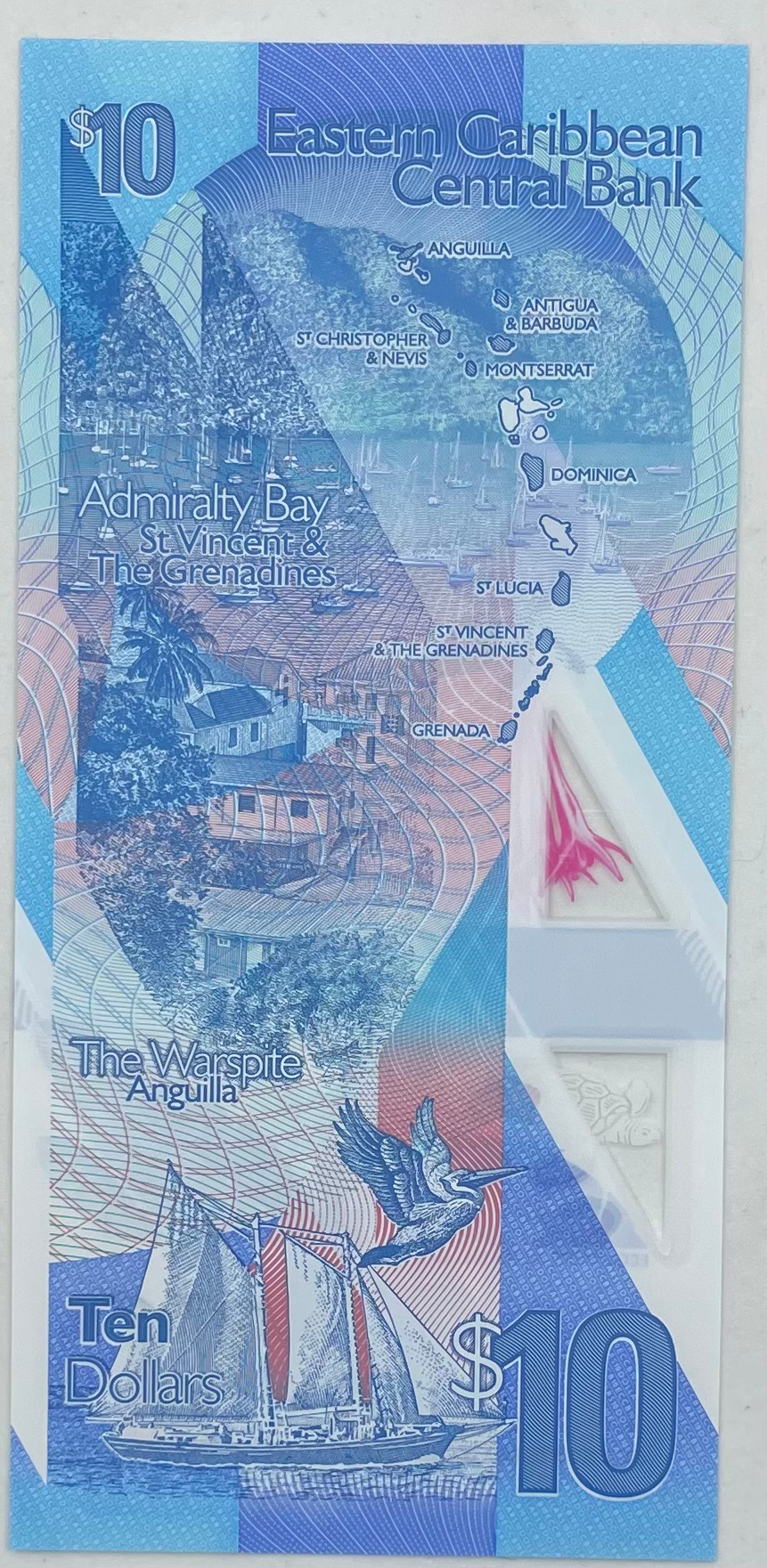 East Caribbean States 10 Dollars 2019 P-57 UNC Banknote Polymer