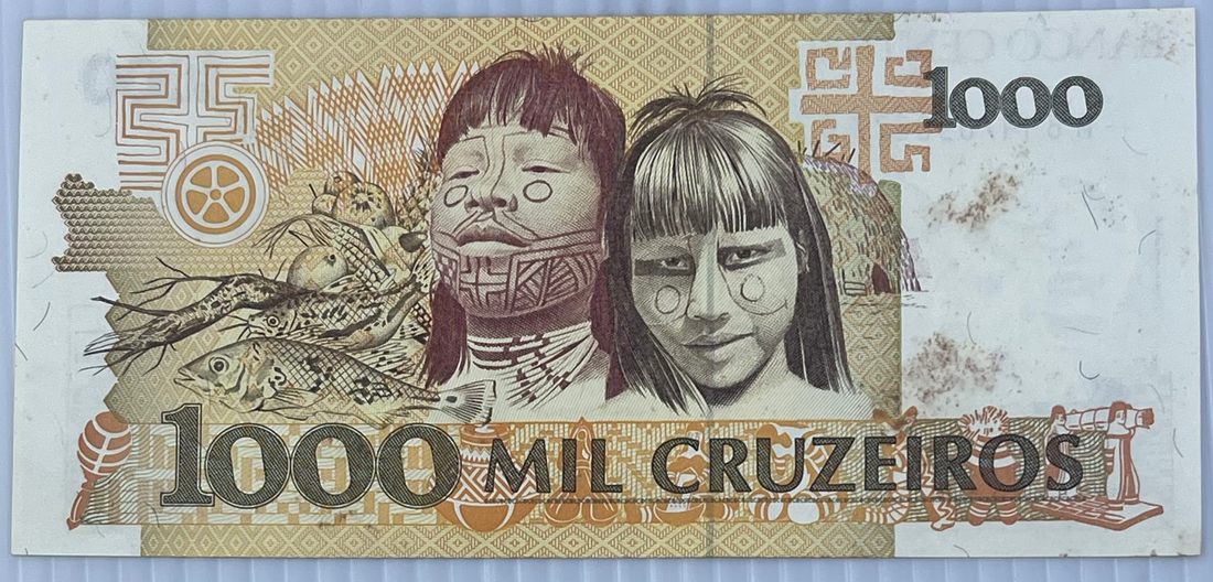Brazil 1990 1000 Cruzeiros P-23, UNC World Banknote Currency