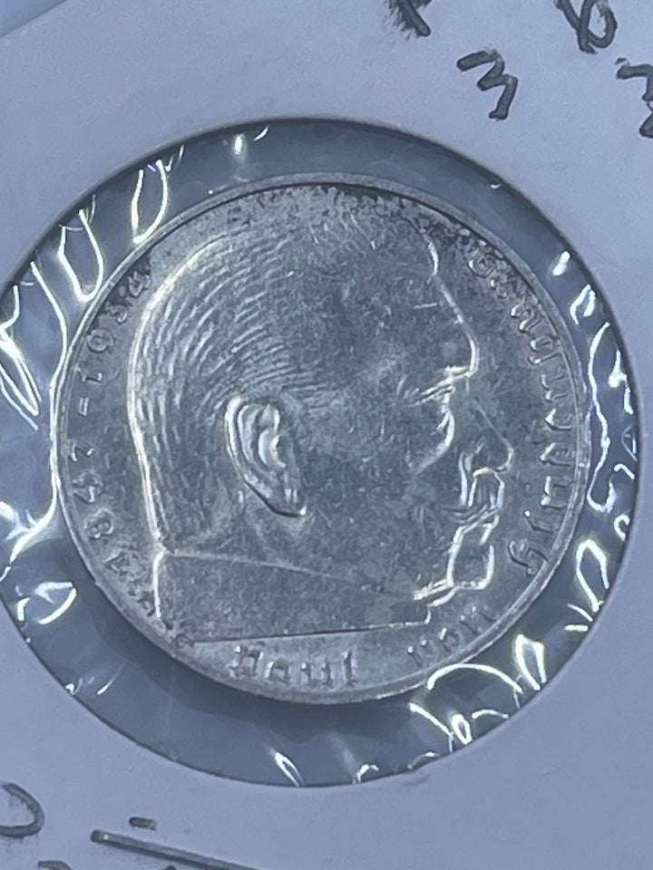 Germany 1939 J 2 Mark KM 93 UNC WW2 Silver Coin Third Reich Reichsmark - Cool Coins & Notes