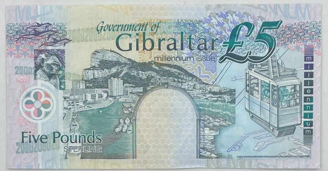 Gibraltar 5 Pounds Banknote, 2000, P-29, UNC, Commemorative - Cool Coins & Notes