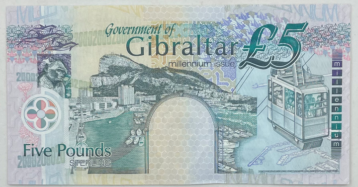 Gibraltar 5 Pounds Banknote, 2000, P-29, UNC, Commemorative - Cool Coins & Notes