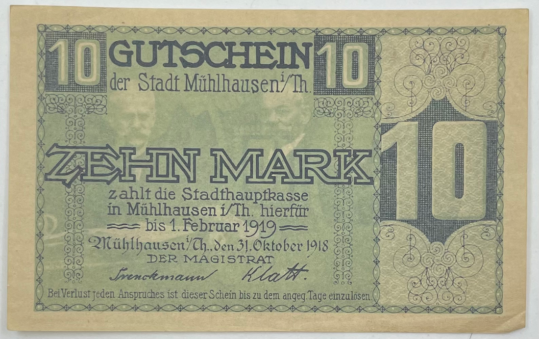 1919 Germany (Thuringia) 10 Mark  364.02 Banknote