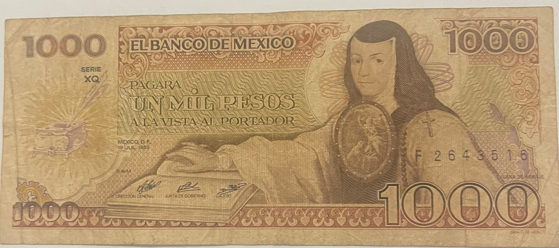 1985 Mexico 1,000 Pesos  P-81a.18, Used Banknote