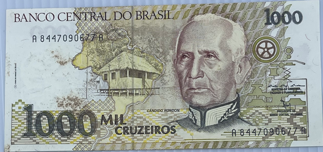 Brazil 1990 1000 Cruzeiros P-23, UNC World Banknote Currency