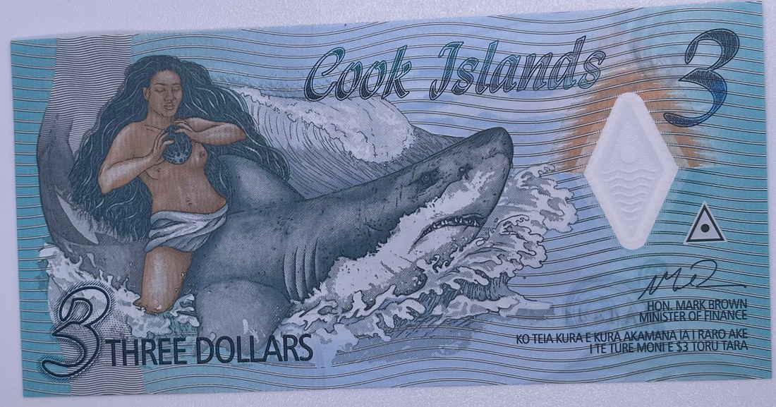 COOK ISLANDS 3 Dollars Polymer 2021 P11 UNC World Paper Money UNC Currency P11 - Cool Coins & Notes