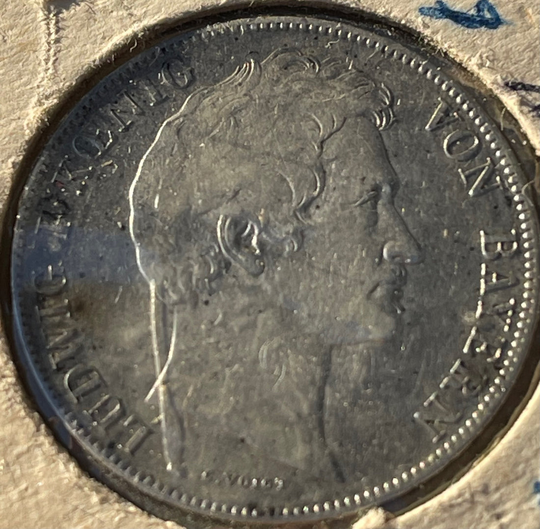 1844 Bavaria German States Silver Gulden Coin - Cool Coins & Notes