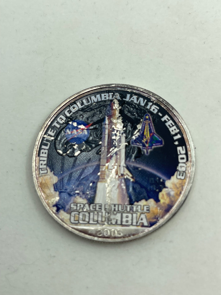 Colorized Spaceship Columbia American Silver Eagle - Cool Coins & Notes