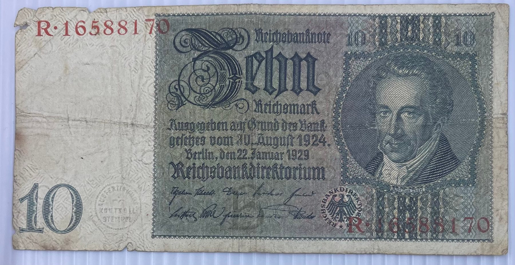 Germany (Weimar Republic) 1929 10 Reichsmark P-181 Circulated World Banknote — front