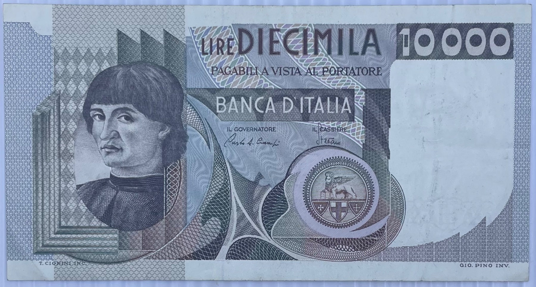 Italy 1976 10,000 Lire Circulated World Banknote Note Shown — front