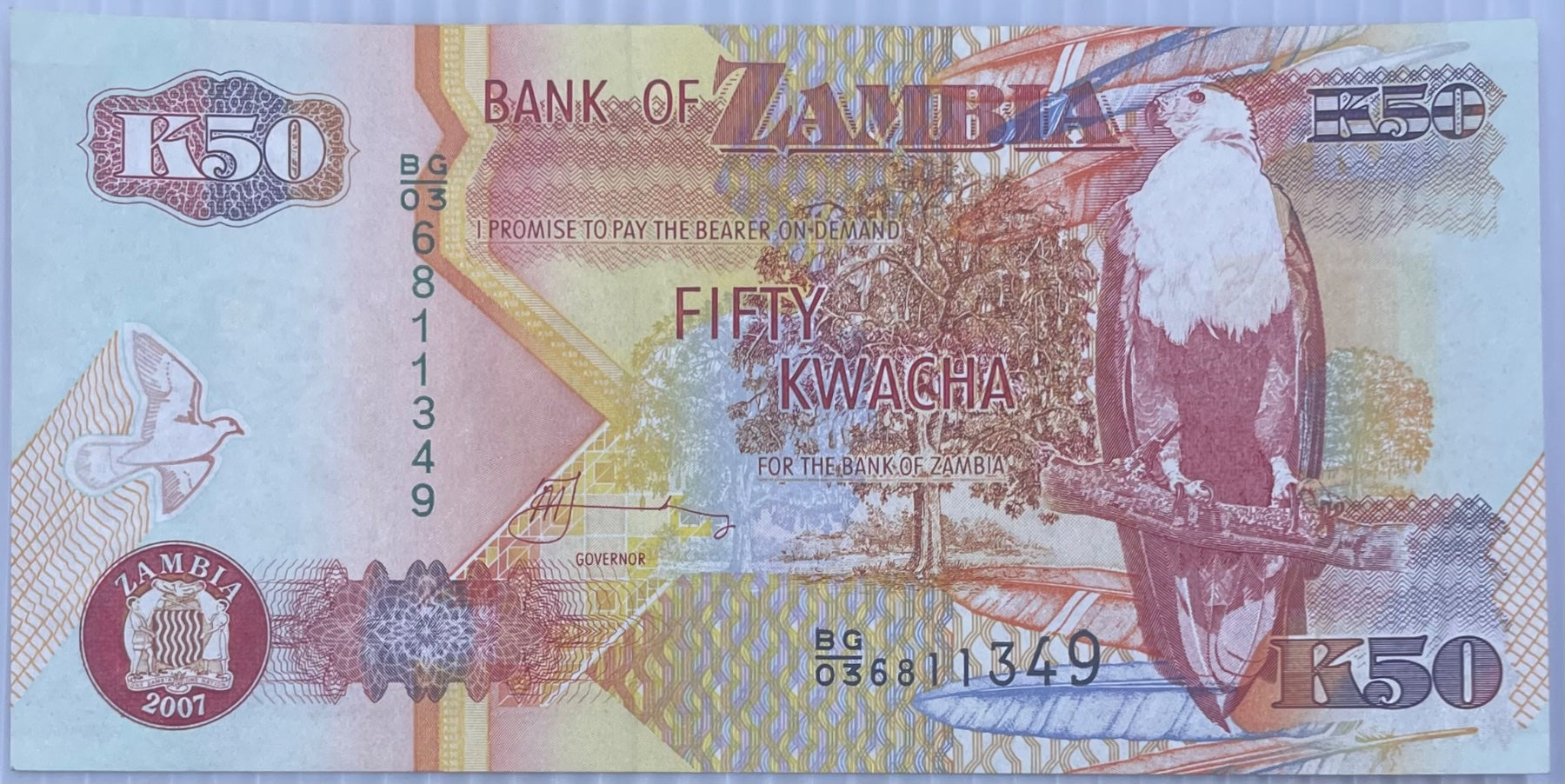 Zambia 2007 50 Kwacha P-37 UNC World Banknote — front