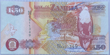 Zambia 2007 50 Kwacha P-37 UNC World Banknote — front