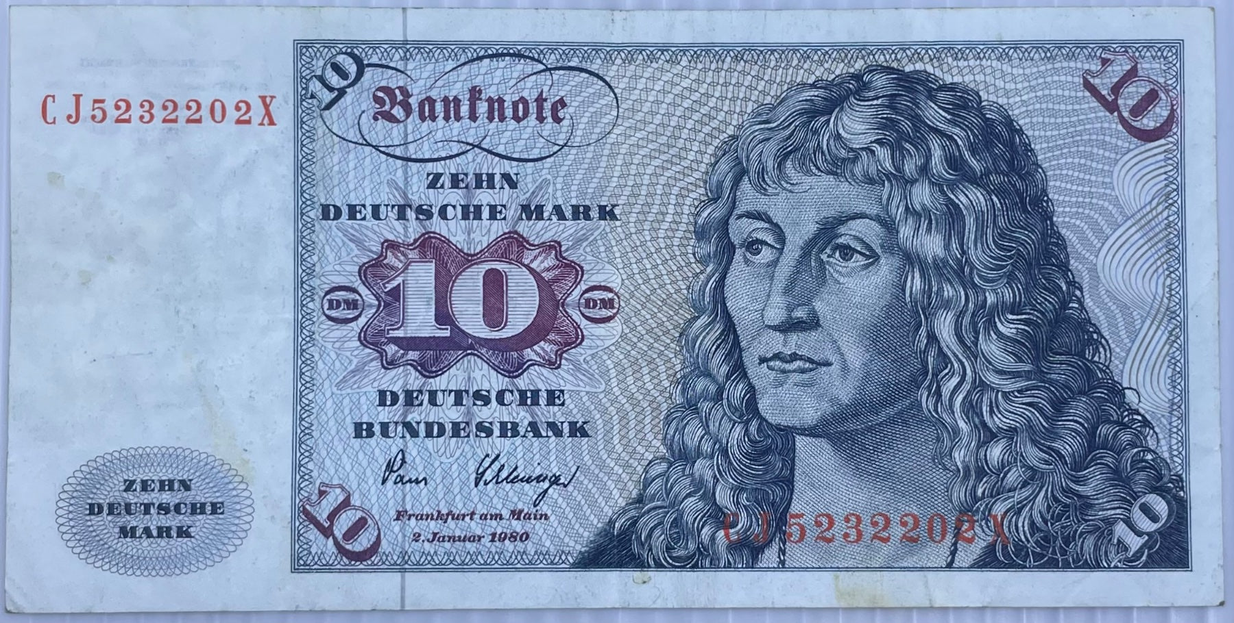 Germany 1980 10 Mark P-19 Circulated World Banknote From Lot — front