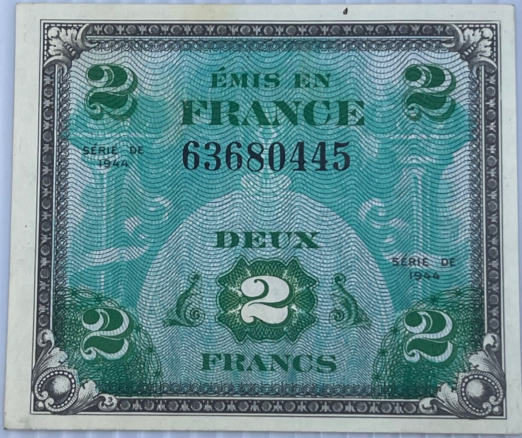 France 1944 2 Francs M1 Uncirculated World Banknote — front