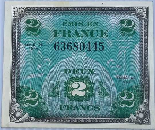 France 1944 2 Francs P-M1 Circulated World Banknote From Lot