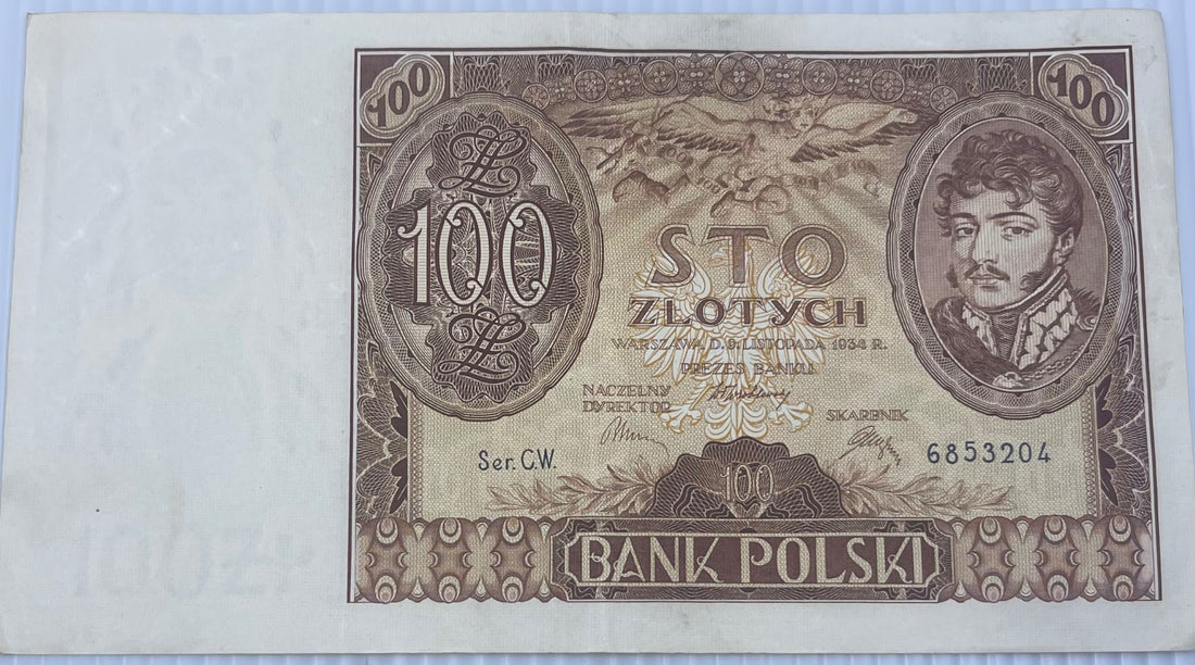 Poland 1934 100 Zloty P-75 Circulated World Banknote — front