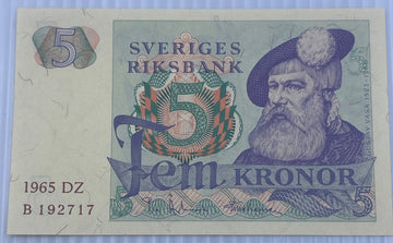 Sweden 1965 5 Kronor P-51 UNC World Banknote — front