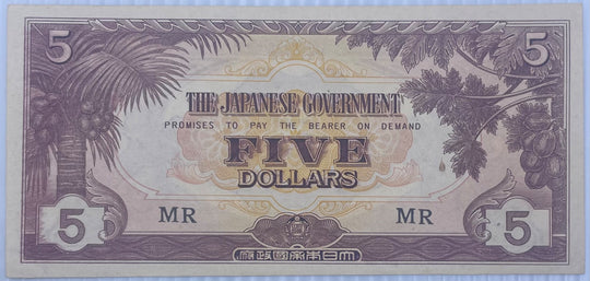 Malaya 1942 5 Dollars P-M6 UNC World Banknote