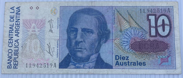Argentina 1985 10 Australes P-325 Circulated World Banknote — front