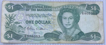 Bahamas 1984 $1 Bahamian Dollar P-43A Circulated World Banknote — front