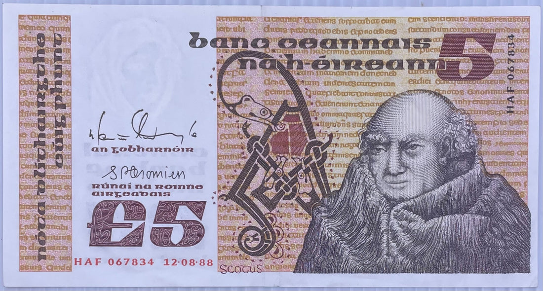 Ireland 1988 5 Pounds P-71 UNC World Banknote Note Shown — front