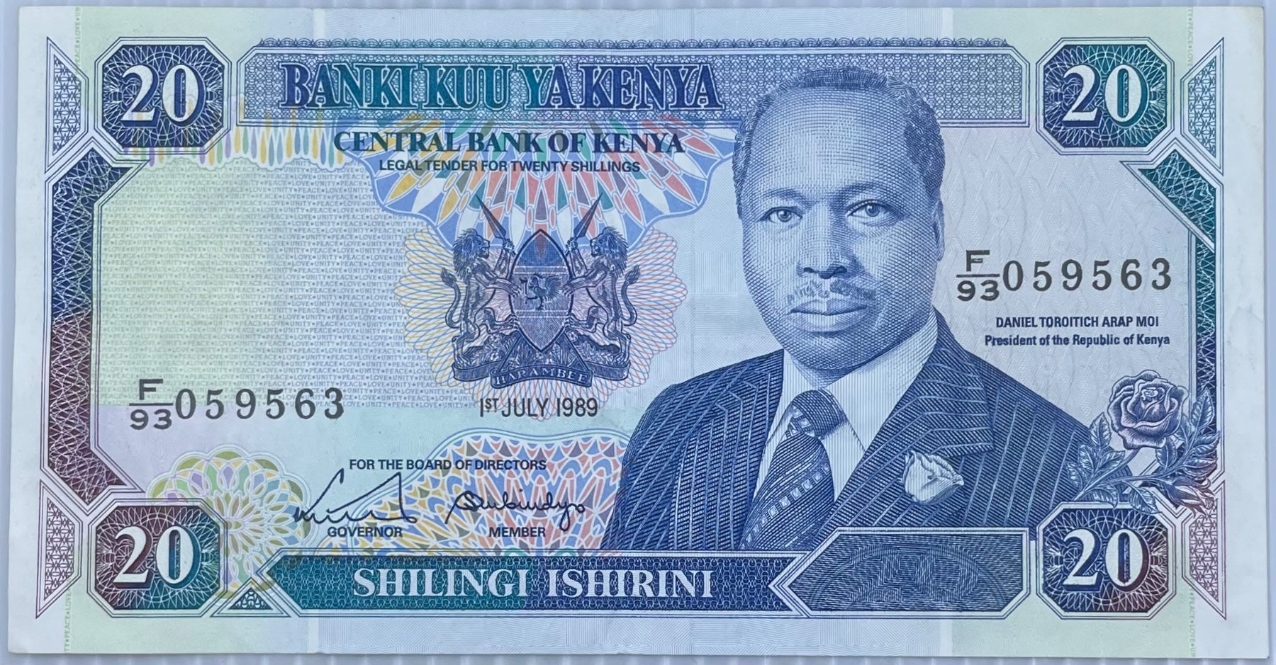 Kenya 1989 20 Shillings P-29 Circulated World Banknote From Lot — front