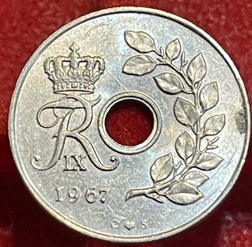 Denmark 1967 25 Øre KM-857 Circulated World Banknote — front