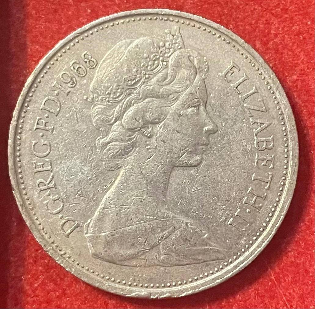 United Kingdom 1968 10 New Pence Pound Sterling (decimal) KM-918 Circulated World Coin Item Shown — front
