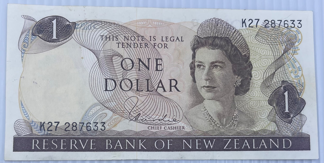 New Zealand 1968 1 Dollar P-163 Circulated World Banknote — front