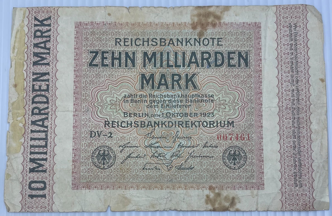 Germany 1923 10 Milliarden Mark P-117 Circulated World Banknote — front