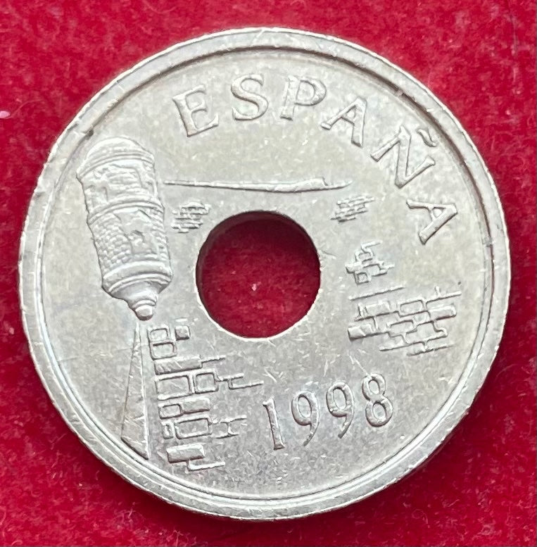 Spain 1998 25 Pesetas Circulated World Coin Item Shown — front