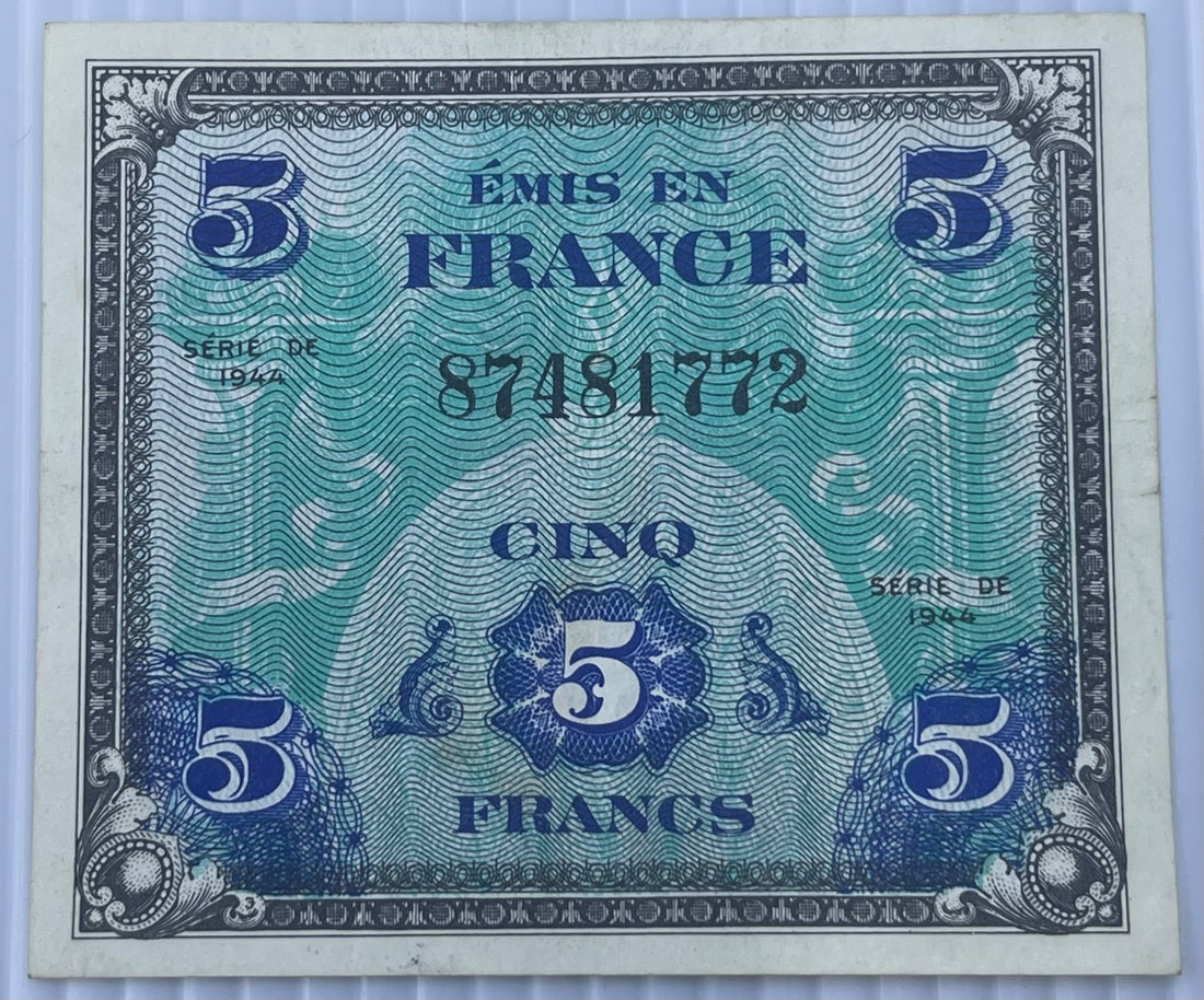 France 1944 5 Francs P-M2 Circulated World Banknote Note Shown — front