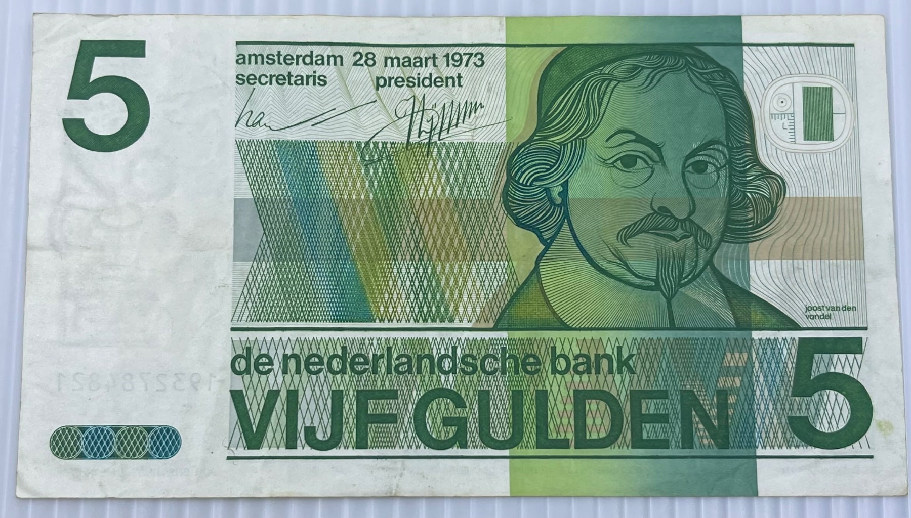 Netherlands 1973 5 Gulden P-95 Circulated World Banknote — front