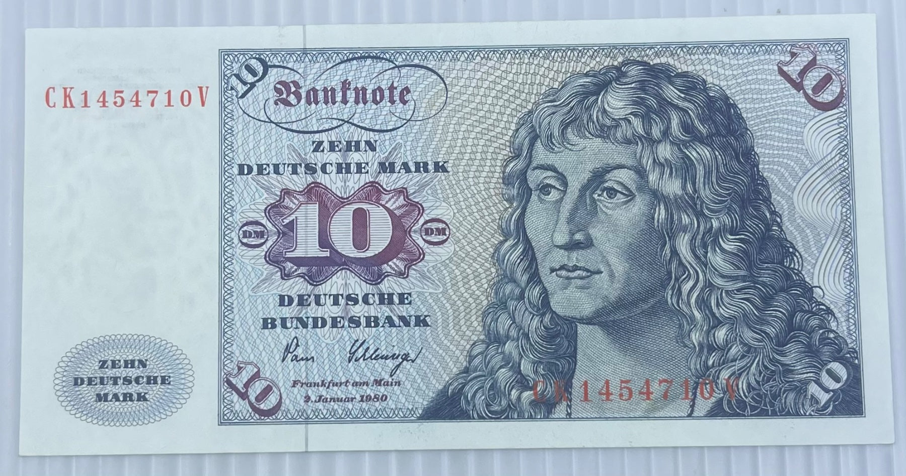 Germany 1980 10 Deutsche Mark P-31 Circulated World Banknote Note Shown — front
