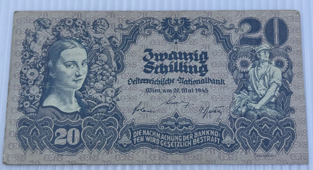 Austria 1945 20 Schilling P-116 Circulated World Banknote — front