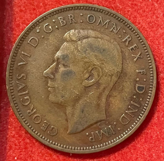 United Kingdom 1937 One Penny Pound Sterling (pre-decimal) KM-845 Circulated World Coin Item Shown