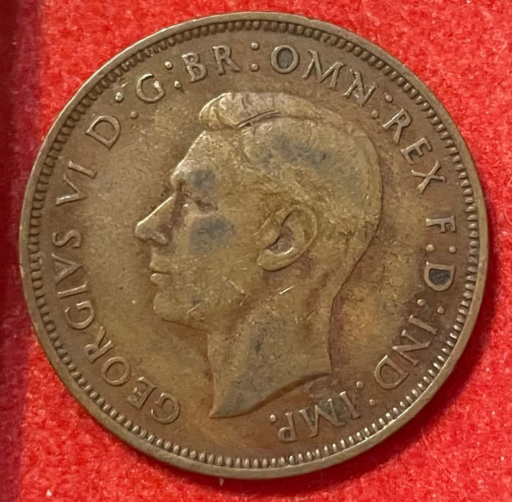 United Kingdom 1937 One Penny Pound Sterling (pre-decimal) KM-845 Circulated World Coin Item Shown — front