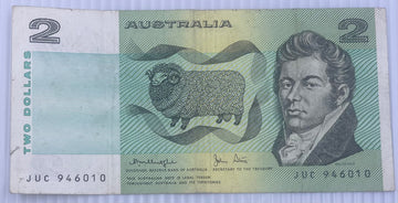 Australia 1976 2 Dollars P-43 Circulated World Banknote — front