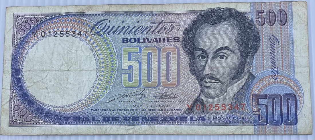 Venezuela 1990 500 Bolívares Circulated World Banknote Note Shown — front