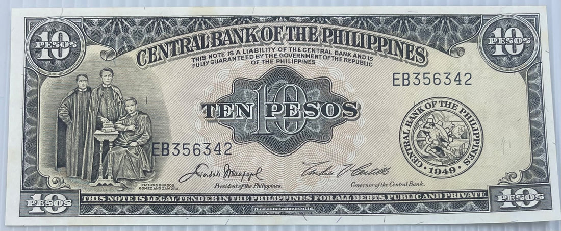 Philippines 1949 10 Pesos P-136 UNC World Banknote — front