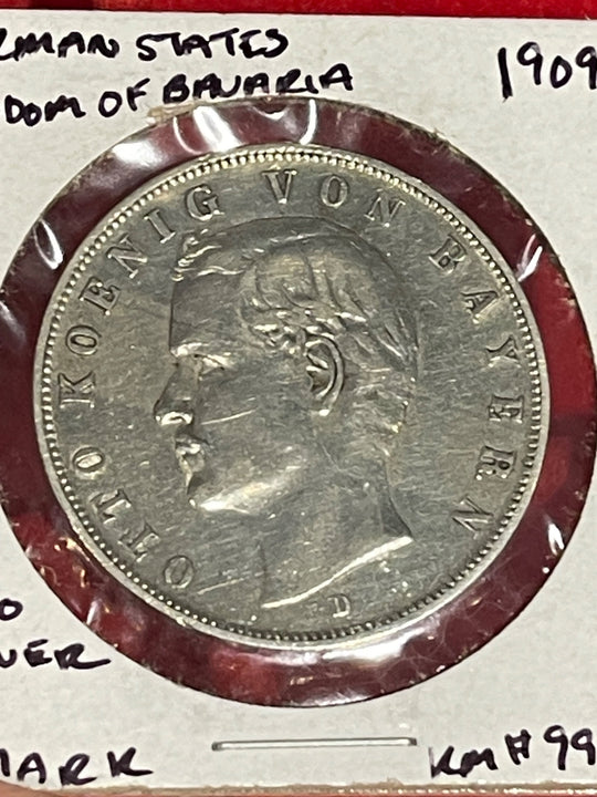 Germany 1909 3 Mark Circulated World Coin P-KM-996 Circulated World Coin Item Shown
