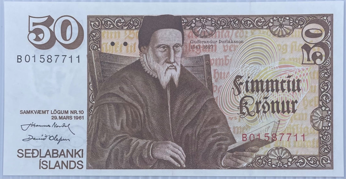 Iceland 1961 50 Kronur P-49 UNC World Banknote Note Shown — front