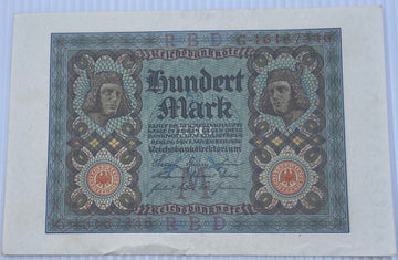 Germany 1920 100 Mark P-69A AU World Banknote — front