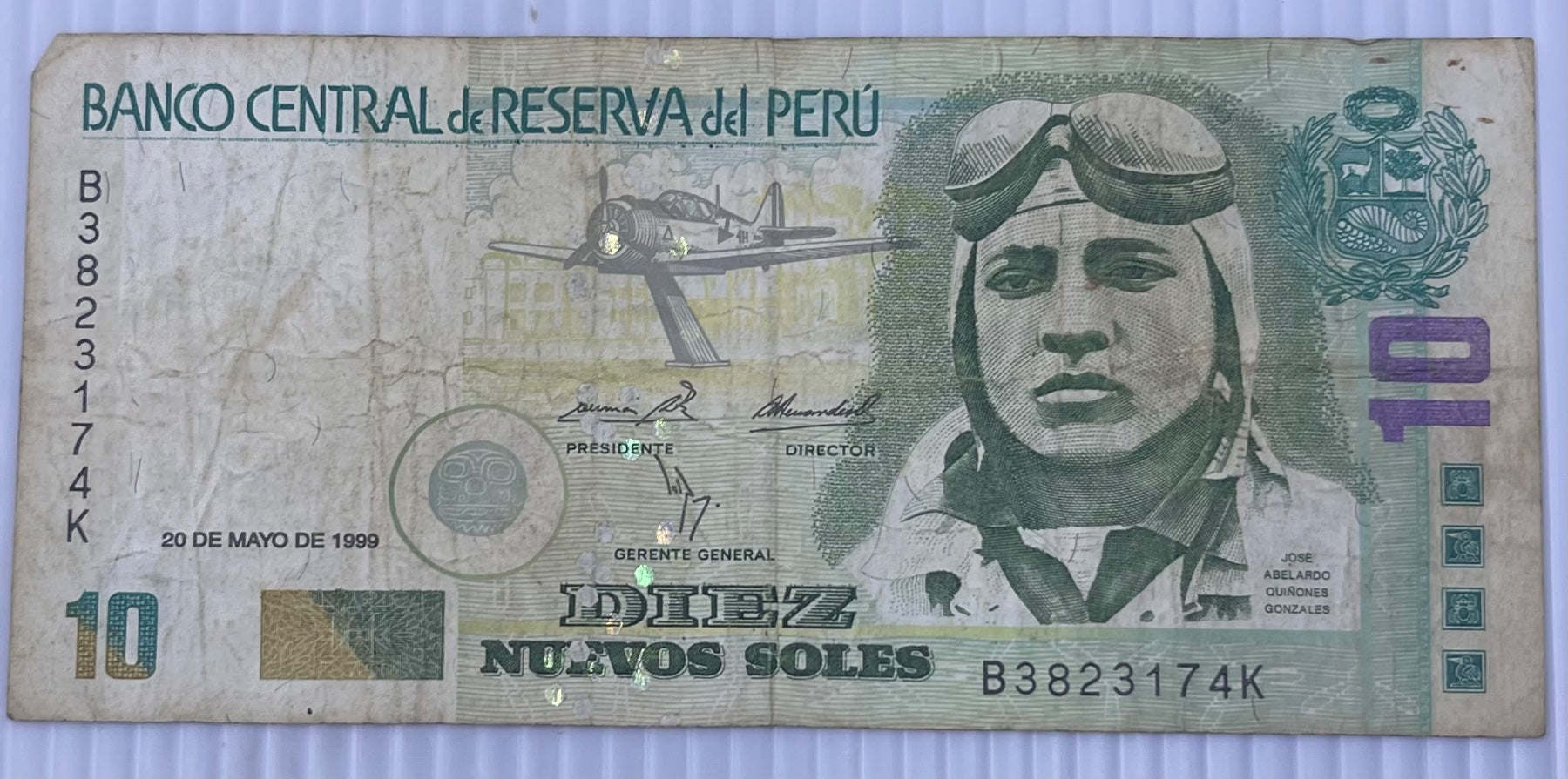 Peru 1999 10 Nuevos Soles P-168 Circulated World Banknote Note Shown — front