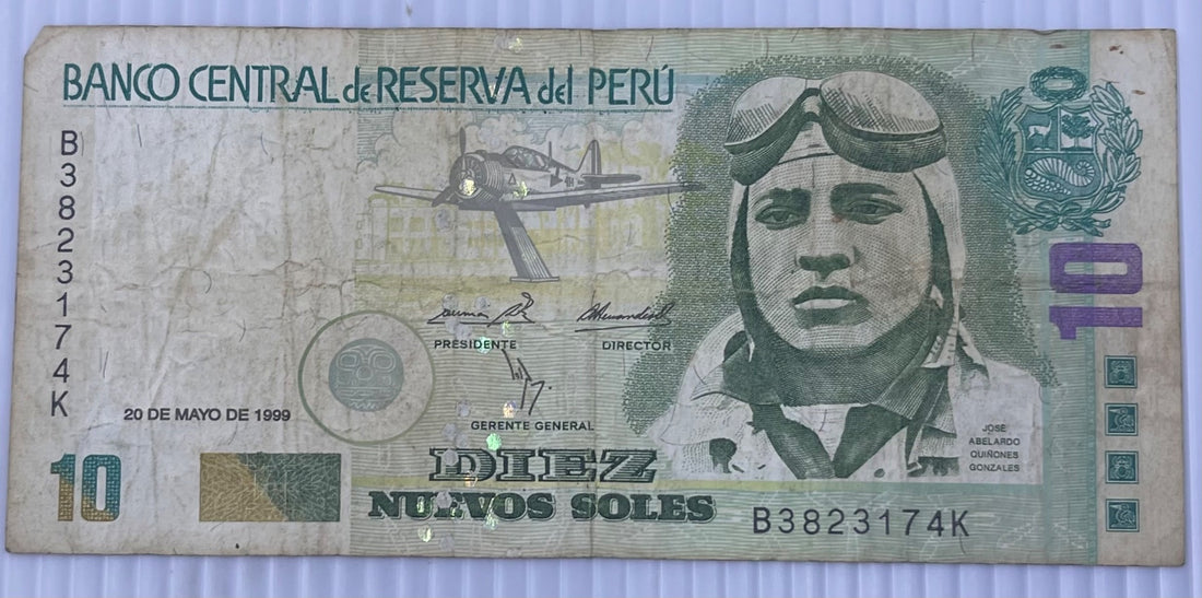 Peru 1999 10 Nuevos Soles P-168 Circulated World Banknote Note Shown — front
