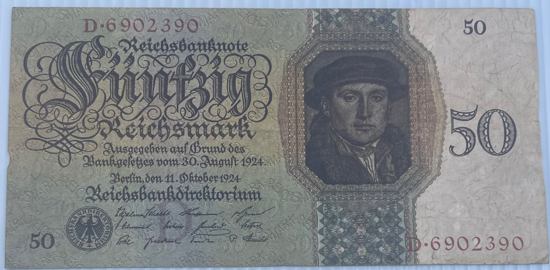 Germany 1924 50 Reichsmark P-177 Circulated World Banknote — front