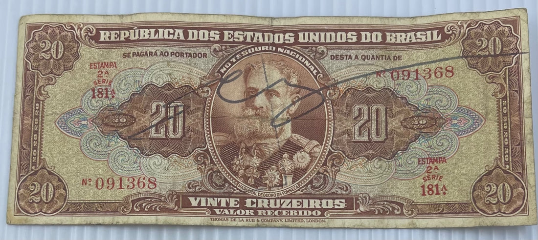 Brazil 1950 20 Cruzeiro P-144 Circulated World Banknote — front