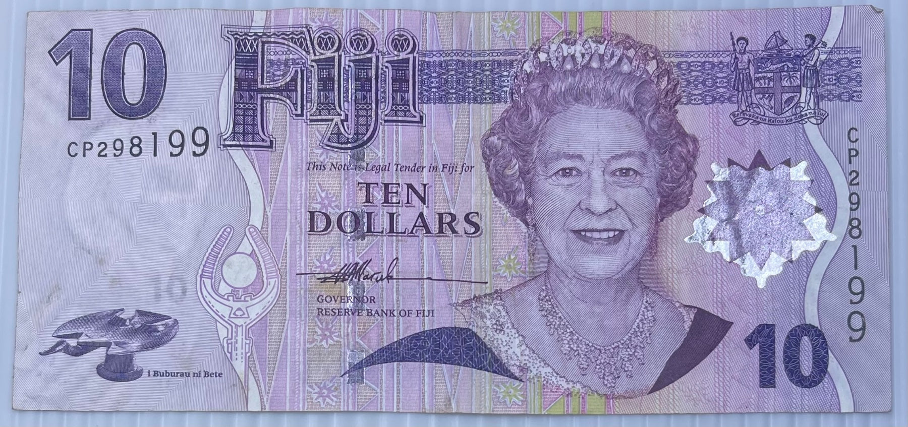 Fiji 2007 10 Dollars P-111 Circulated World Banknote From Lot — front
