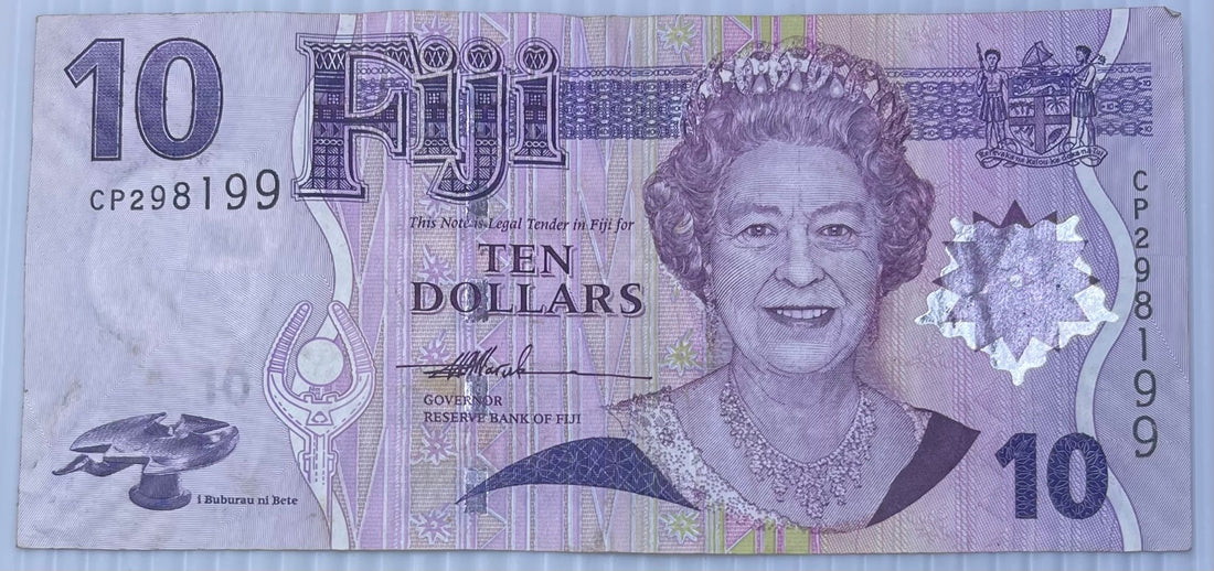 Fiji 2007 10 Dollars P-111 Circulated World Banknote From Lot — front
