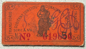 Mexico 1914 5 Centavos P-S681A Circulated World Banknote — front